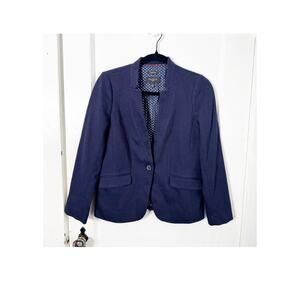 Talbots Aberdeen Blazer Jersey Knit Stretch Notched Collar Navy Structured 2P